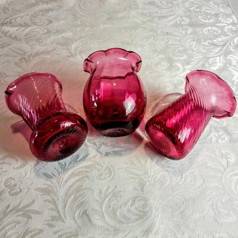 Vintage Pilgrim Glass Cranberry 3-Pc Collection